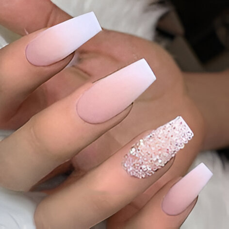 Matte Magic nail design with diamonds